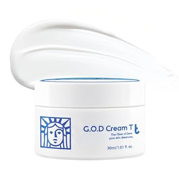 Fromgod G.O.D Cream T - Crema facial calmante con ácido hialurónico con manteca de karité para hidratación y equilibrio, cuidado de la piel coreano y brillo (1.01 onzas líquidas)