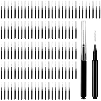120 piezas de micro carretes, carretes de pestañas con gorras, mini cepillos de cejas y pestañas, cepillo de laminación de cejas para teñir pestañas, laminación de cejas, artistas de