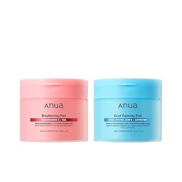 Anua Intensive Pad Solution Duo, 5 almohadillas de tóner TXA de niacinamida y 8 almohadillas calmantes de catequina de ácido hialurónico, dos almohadillas para el cuidado diario y preparación de