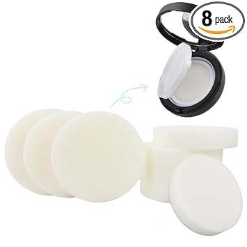 Esponja redonda blanca para mujer, 8 unidades, esponja facial para polvo, maquillaje, base facial, licuadora, cosméticos, aplicadores de rubor para crema BB CC seca y húmeda, 8 unidades
