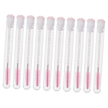 OUNONA Juego de 10 brochas desechables para mujeres, aplicadores de rímel portátiles con patrón de diamante, cepillos de pestañas de un solo uso para aplicación de maquillaje