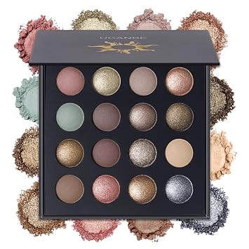 UCANBE Paleta de Sombras de Ojos Horneadas con Gemas Ocultas, 16 Colores de Sombra de Ojos Nude con Mate, Brillante, Metálico y Shimmer, Paleta de Maquillaje Altamente Pigmentada de Larga Duración
