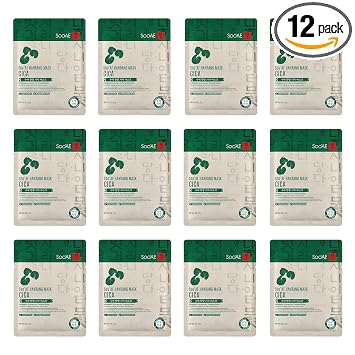 Soo'AE Hanbang Mask Cica [12 unidades] Lo mejor para piel seca y deshidratada, vegana, 10 extractos de hierbas tradicionales, calmante y calmante, calidad premium, cuidado de la piel coreano, cuidado