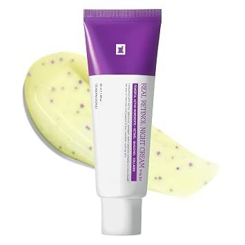 TOSOWOONG Crema de Noche Real de Retinol 0.1%, Hidratante Facial Anti-Edad con Retinol, Bakuchiol, Piel Más Firme, Reduce Arrugas y Minimiza Poros | Cuidado Coreano para Rostro y Cuello, 50ml / 1.69