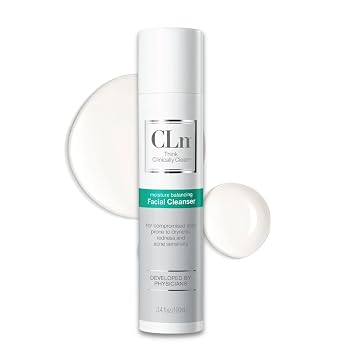 CLn® Limpiador facial - Limpiador facial hidratante con glicerina, para pieles propensas a la sequedad, eczema, enrojecimiento, irritación y sensibilidad al acné, sin fragancia y sin parabenos, 3.4