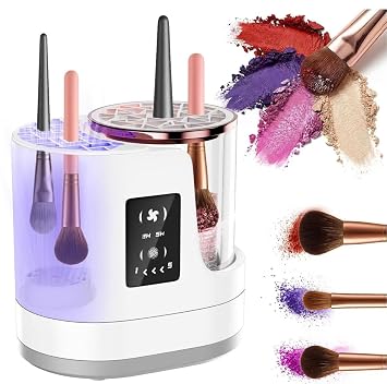 Limpiador de brochas de maquillaje eléctrico 3 en 1, limpiador automático de brochas de maquillaje con secador de brochas de maquillaje, limpieza profunda USB portátil para todo el conjunto de brochas