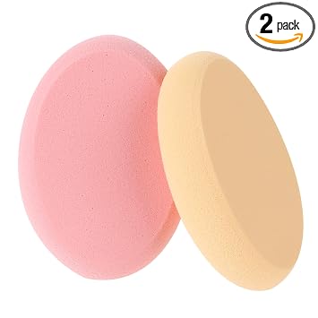 Paquete de 2 esponjas ovaladas para base de huevo, esponjas de maquillaje ovaladas, esponja de maquillaje profesional para aplicación de base de ojos, rubor en la frente, mejillas, secas y húmedas (tono de piel y rosa)