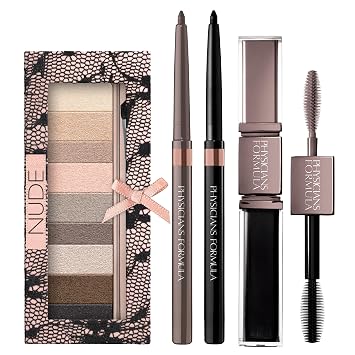 Physicians Formula, Kit Shimmer Strips para resaltar la mirada, color piel, Sombra de ojos de 0.26 oz, delineador de ojos 0.02 oz y máscara de pestañas 0.28 oz.