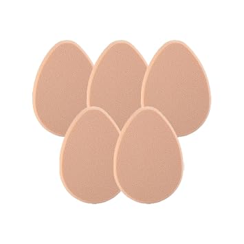 5 esponjas de maquillaje profesional para base, base de cojín plano beige, licuadora de belleza para aplicación impecable de líquidos y polvos