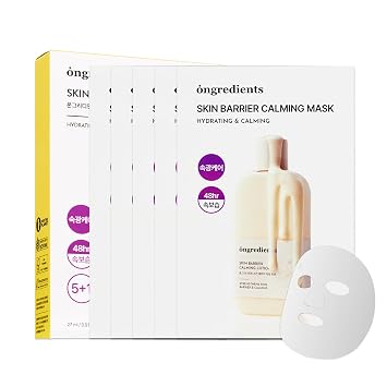 ONGREDIENTS Mascarilla calmante de barrera cutánea | Mascarilla facial hidratante diaria para pieles sensibles | Ceramida, ácido hialurónico, complejo de péptidos, calmante, calmante | Vegano, cuidado de la piel coreano 0.9 fl oz / 0.91 onzas líquidas x6ea