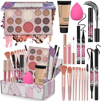 Kit de maquillaje para adolescentes y mujeres, kit completo de maquillaje para mujeres, base, sombra de ojos, juego de regalo para adolescentes y niñas, kits de maquillaje de Navidad para adolescentes de 10 a 12 años