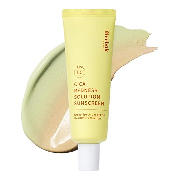 Meebak Green Tinted Sunscreen SPF 50, Korean Redness Correcting CC Cream
