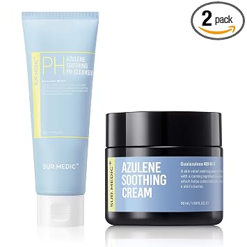 SUR.MEDIC+ Azulene - Set calmante coreano para el cuidado de la piel: limpiador de pH y crema calmante
