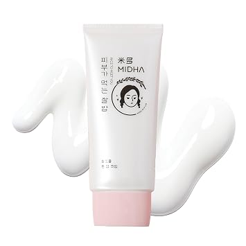 MIDHA - Crema para tonificar arroz, 1.69 fl oz/1.7 fl oz, tono de piel uniforme, hidratante, transparente, tono natural, sin maquillaje natural, base de maquillaje ideal, acabado no pegajoso, vegano, base de maquillaje, cuidado de la piel coreano