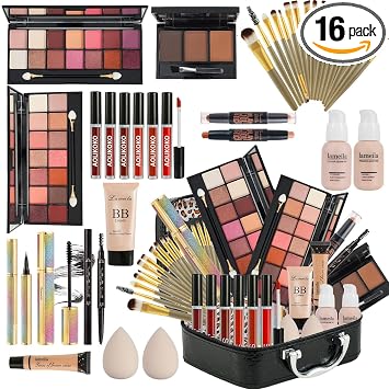 Kit completo de maquillaje todo en uno para mujeres, incluye paleta de sombra de ojos, base, brillo de labios, delineador de ojos, rímel, brocha de maquillaje, juego de regalo de maquillaje para