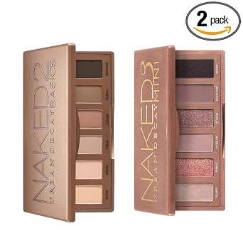 URBAN DECAY Paquete de Mini Paletas de Sombras Naked - Naked 2 Basics (Neutrales Mates) + Naked 3 Mini (Neutrales Rosados Brillantes)
