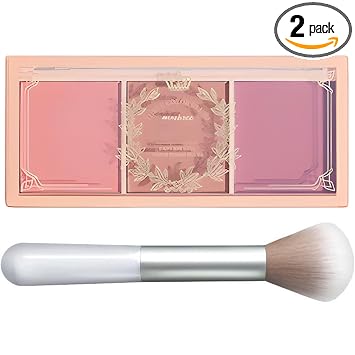 Paleta de rubor rosa mate de 3 colores con brocha, maquillaje de mejillas de larga duración, polvo de rubor ligero y suave para belleza facial