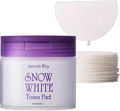 SECRETKEY Almohadillas de tóner que brillan en la nieve, niacinamida, glutatión y péptidos con NAD+, almohadillas faciales tonificantes hidratantes para pieles irregulares, cuidado de la piel coreano