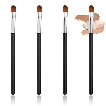 4 piezas de pincel corrector plano para sombra de ojos, cepillo de imprimación para sombra de ojos, pinceles pequeños para aplicar sombra de ojos, brochas aplicadoras de sombra de ojos, brochas para