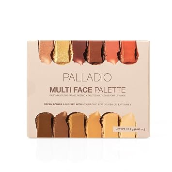 Palladio Colorete corrector de base de paleta multicara, ligero a mediano