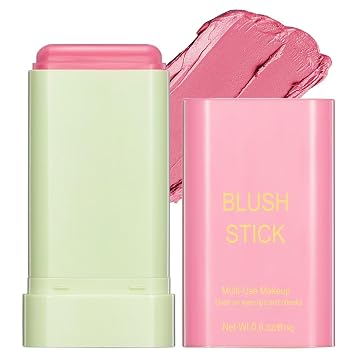 Lápiz de rubor de maquillaje multiusos, hidratante sólido de belleza, maquillaje natural impermeable, tinte sólido hidratante para ojos, labios, mejillas (1# rosa tímido)