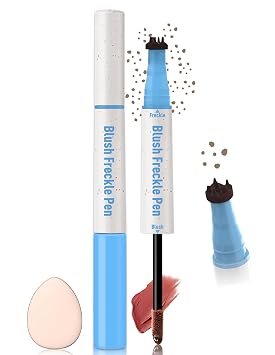 Pluma de maquillaje 2 en 1, color marrón oscuro natural realista con sello de pecas, color naranja coral, rubor líquido para maquillaje natural Sunkissed 02#