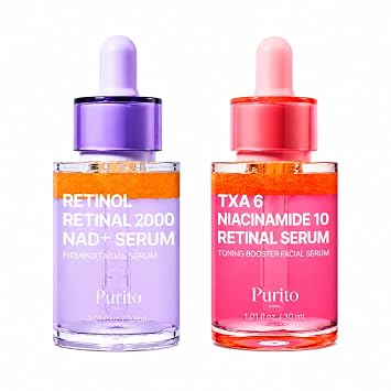 PURITO Retinol 0.1% + Retinal 0.1% Suero facial antienvejecimiento, TXA 6% + Niacinamida 10% Suero Facial Bundle
