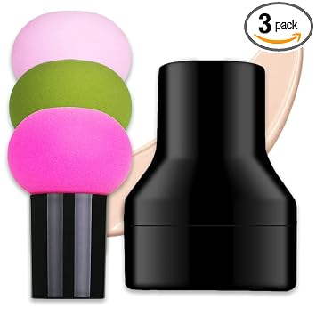 AKOAK 3 piezas de esponja de base para polvo, cabeza de hongo, maquillaje seco y húmedo, maquillaje de superficie del mar, esponja para maquillaje, brocha de maquillaje, banda de esponja, corrector,