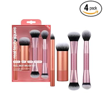 Real Techniques Juego de brochas de maquillaje Full Beat, kit de 4 piezas