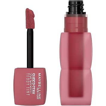 MAYBELLINE Super Stay Teddy Lip Tint, Tinte de Labios Mate de Larga Duración para Hasta 12HR de Uso, Velvet Choker, 1 Unidad