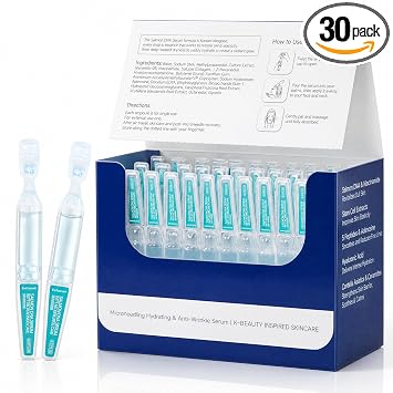 Suero PDRN de ADN de células madre y salmón, Microneedling Aftercare Suero facial antienvejecimiento con péptidos y ácido hialurónico, fórmula coreana para el cuidado de la piel (0.1 fl oz × 30 viales