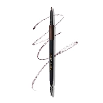 LAURA GELLER NEW YORK INKcredible - Lápiz impermeable para cejas, brocha para mezclar, relleno de cejas de larga duración (04 marrón oscuro)