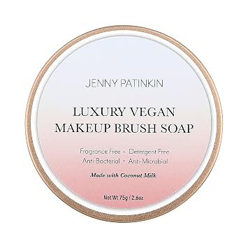 Jenny Patinkin Jabón de brochas de maquillaje | Limpiador suave para pinceles impecables | Jabón eficiente para brochas de maquillaje | Limpiador de brochas de maquillaje sin esfuerzo