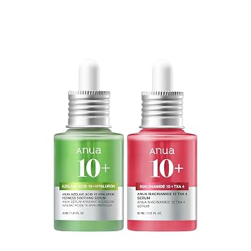 Anua Ultimate Spot Duo, Suero de Niacinamida 10 + TXA 4 y Suero de Ácido Azelaico 10, Suero Calmante para el Enrojecimiento Hialurónico, Cuidado Temprano y Posterior a las Manchas, Clarificante para