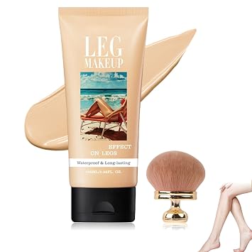 Maquillaje de piernas impermeable con brocha, corrector corporal sin transferencia, maquillaje impermeable para tatuajes, base corporal de larga duración para todos los tonos de piel, 3.4 fl oz (más justo)