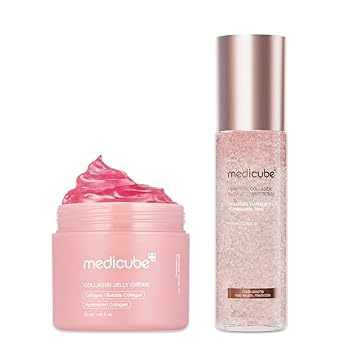 medicube Glow Anytime Jelly Cream & Mist Duo: Crema de gelatina de colágeno y suero de gelatina PDRN para el hogar y el brillo sobre la marcha | Cuidado de la piel coreano, set de regalo para el