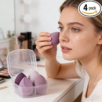 Makeup Sponges for Foundation Set-Makeup Sponge Beauty Blender Cosmetic Sponge for Foundation, Liquid Soft & Flawless Finish(4-pack light purple)