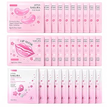 30 pares de máscaras de labios Sakura, máscara de ojos y máscara facial