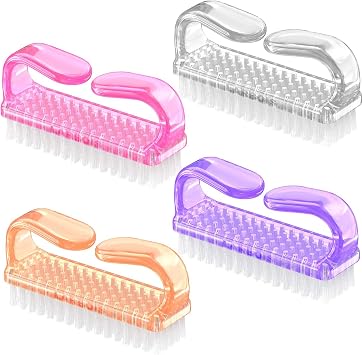 Larbois Cepillo de uñas con agarre de mango, cepillos de uñas, limpiador de uñas de mano, kit de limpieza de pedicura para dedos de los pies y uñas para hombres y mujeres (paquete de 4)