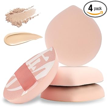 4 esponjas de maquillaje coreanas, suaves esponjas de maquillaje para ajuste de lágrima, esponja para base, corrector, crema líquida, tamaño mediano