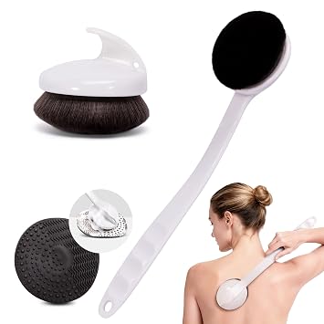 Blend & Blur Brocha de maquillaje corporal extra grande - Brocha autobronceadora con mango largo para maquillaje de cara/espalda/piernas y bronceador, brocha Kabuki para loción, maquillaje y protector