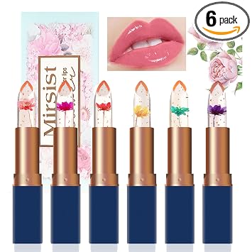 6 lápices labiales de gelatina de color mágico, brillo de labios hidratante que cambia de color, bálsamo labial de aloe vera de cristal, barra de labios de larga duración con PH de temperatura clara