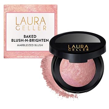 LAURA GELLER NEW YORK Baked Blush-n-Brighten Marbleized Blush - Rosa etérea cremosa y acabado natural ligero
