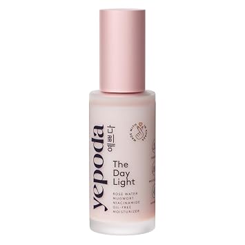 Yepoda The Day Light, hidratante purificante de día sin aceite con agua de rosas, artemisa y niacinamida, hidratante facial coreano vegano hidratante para todo tipo de piel, 1.69 onzas líquidas (1.7 fl oz)