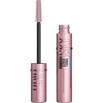 Maybelline New York Maybelline Sky High Impermeable Mascara Maquillaje, Mascara voluminizante, acumulable, degradaje, Definición, Curling, Multiplicación, Impermeable Muy Negro, 0.2 FL. onz.
