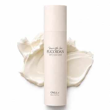 ONUL31° Fucoidan - Crema facial satinada | Hidratante coreano con aceite de macadamia, manteca de karité y ésteres de jojoba, crema diaria no grasa certificada vegana para piel que se siente apretada