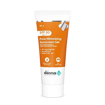 The Derma Co Protector solar de imprimación minimizador de poros con SPF 50 y PA+++ | Reduce el tamaño de los poros y el exceso de aceite | Imprimación 2 en 1 con SPF | Acabado mate sin fundición
