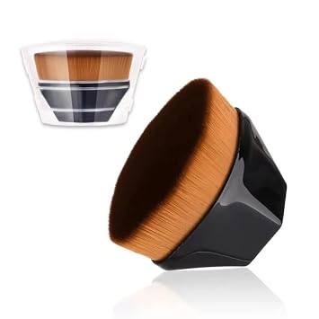 Brochas de maquillaje, cepillo mágico de maquillaje facial, cepillo de maquillaje plano de alta densidad para polvo impecable, mezcla de cosméticos líquidos o crema con estuche portátil, juego de