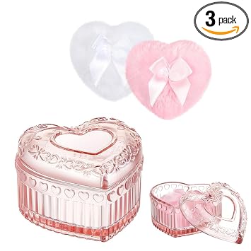 Juego de 3 esponjas de polvo para cuerpo grande con recipientes de cristal – Suave, lavable y reutilizable para rostro y cuerpo, maquillaje húmedo y seco (rosa)