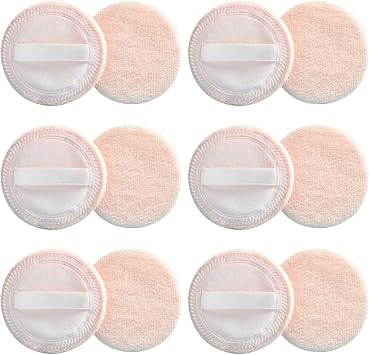 GSHLLO 24 almohadillas de algodón sueltas redondas de 2.362 in, almohadillas aplicadoras de polvo suave para rostro, pequeñas esponjas de maquillaje con cinta para corrector de base